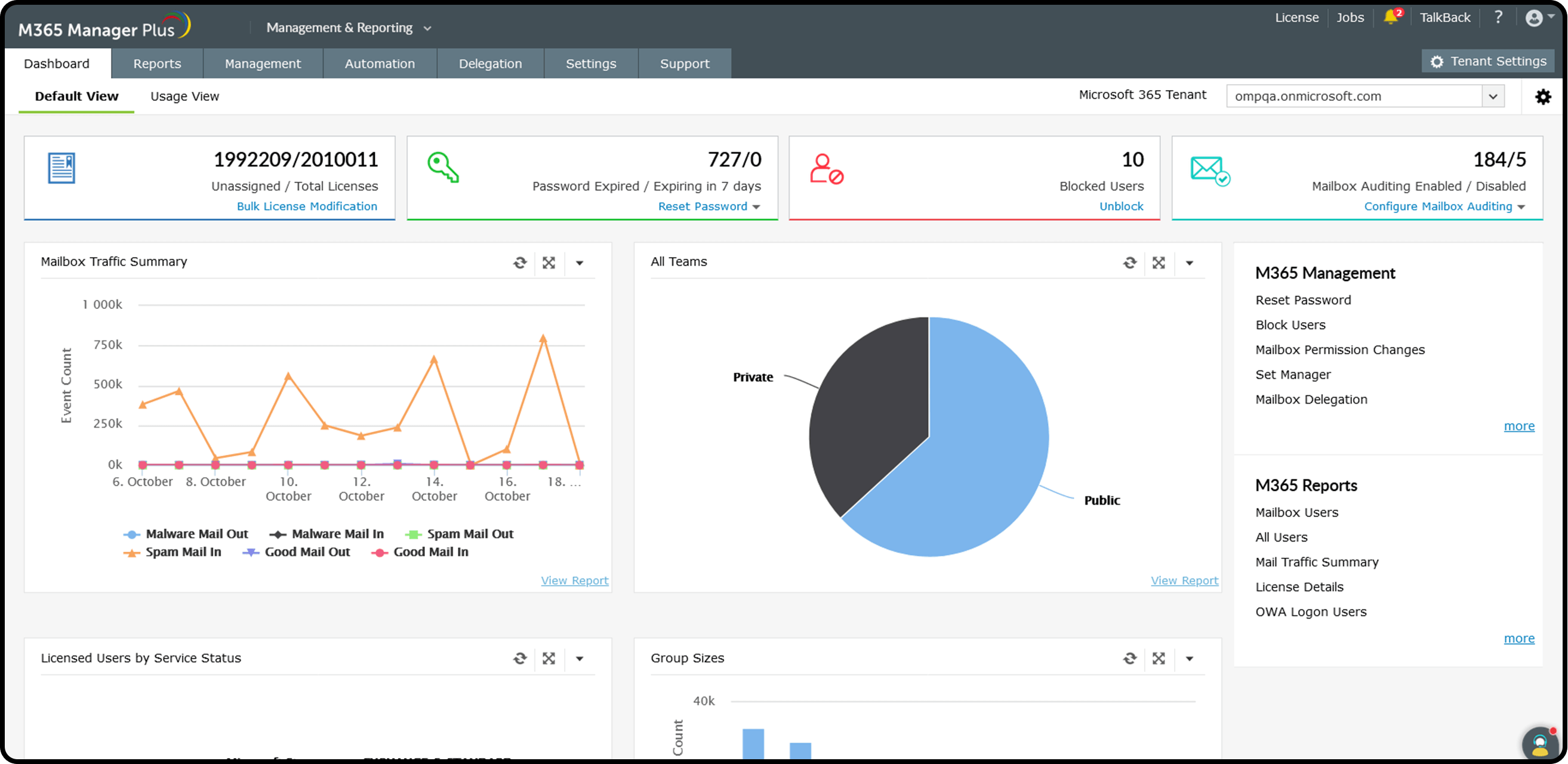 screenshot of M365 Manager Plus
